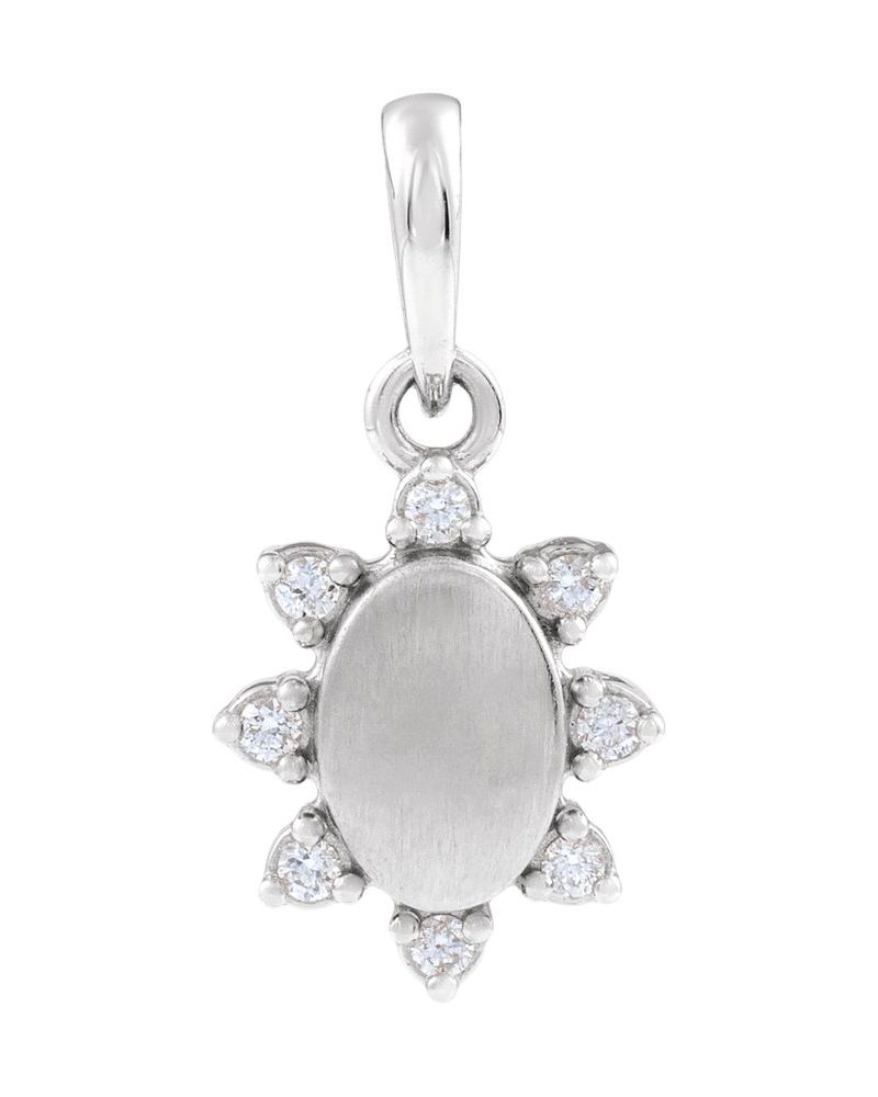 Pingente para Gravação Cravejado em Ouro 14k com Diamantes de Laboratório – Modelo 3
