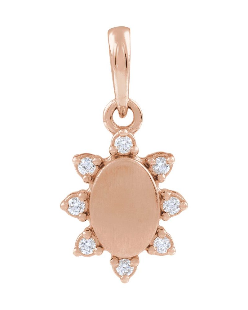 Pingente para Gravação Cravejado em Ouro 14k com Diamantes de Laboratório – Modelo 3