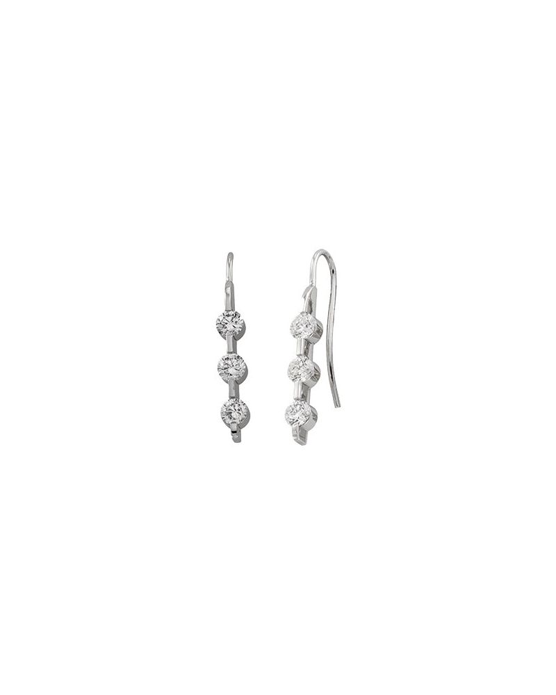 Brinco Três Pedras Barra em Ouro 14k com Diamantes Naturais – Modelo 3