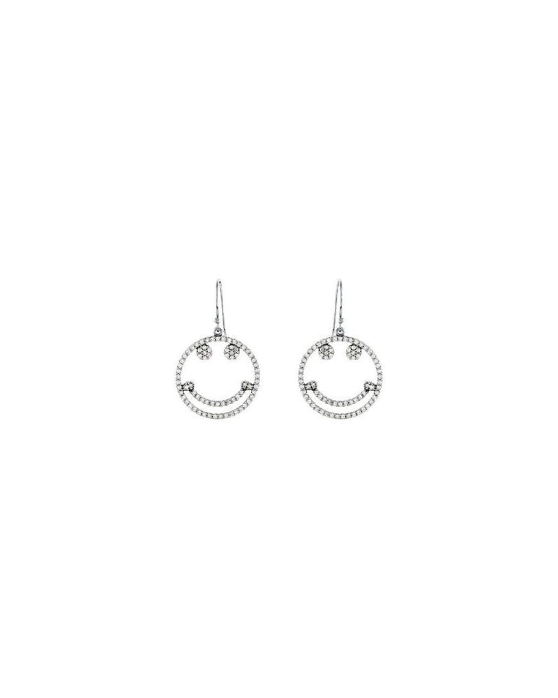 Brinco Carinha Sorridente Cravejado em Ouro 14k com Diamantes Naturais
