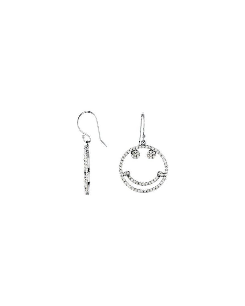 Brinco Carinha Sorridente Cravejado em Ouro 14k com Diamantes Naturais