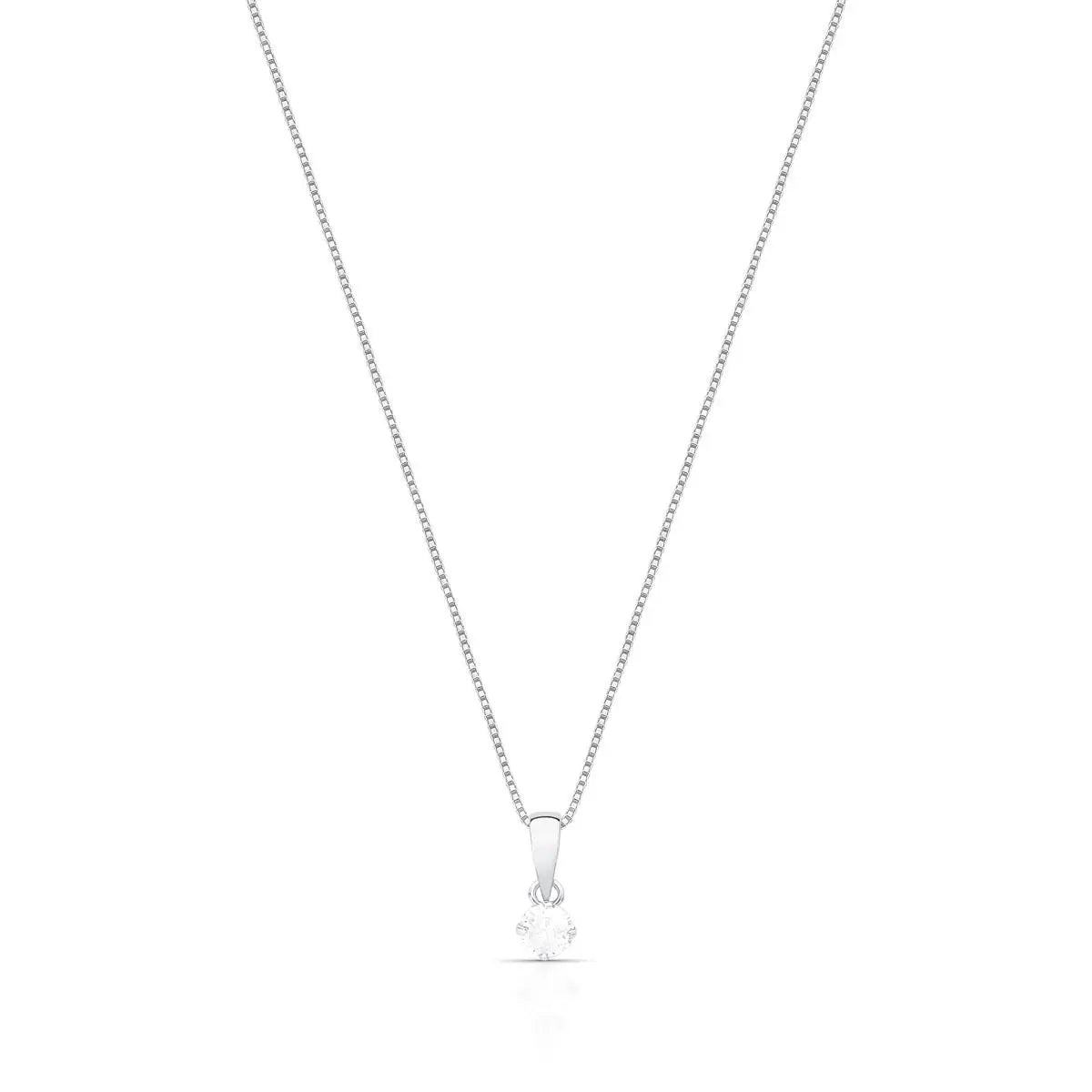 Colar de Prata 925 com Pingente Ponto de Luz Lisa