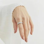 Anel de Prata 925 com Pedras Redondas Moissanite 5mm