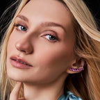 Brinco Ear de Prata 925 Cuff Curvo com Cristais e Zircônias