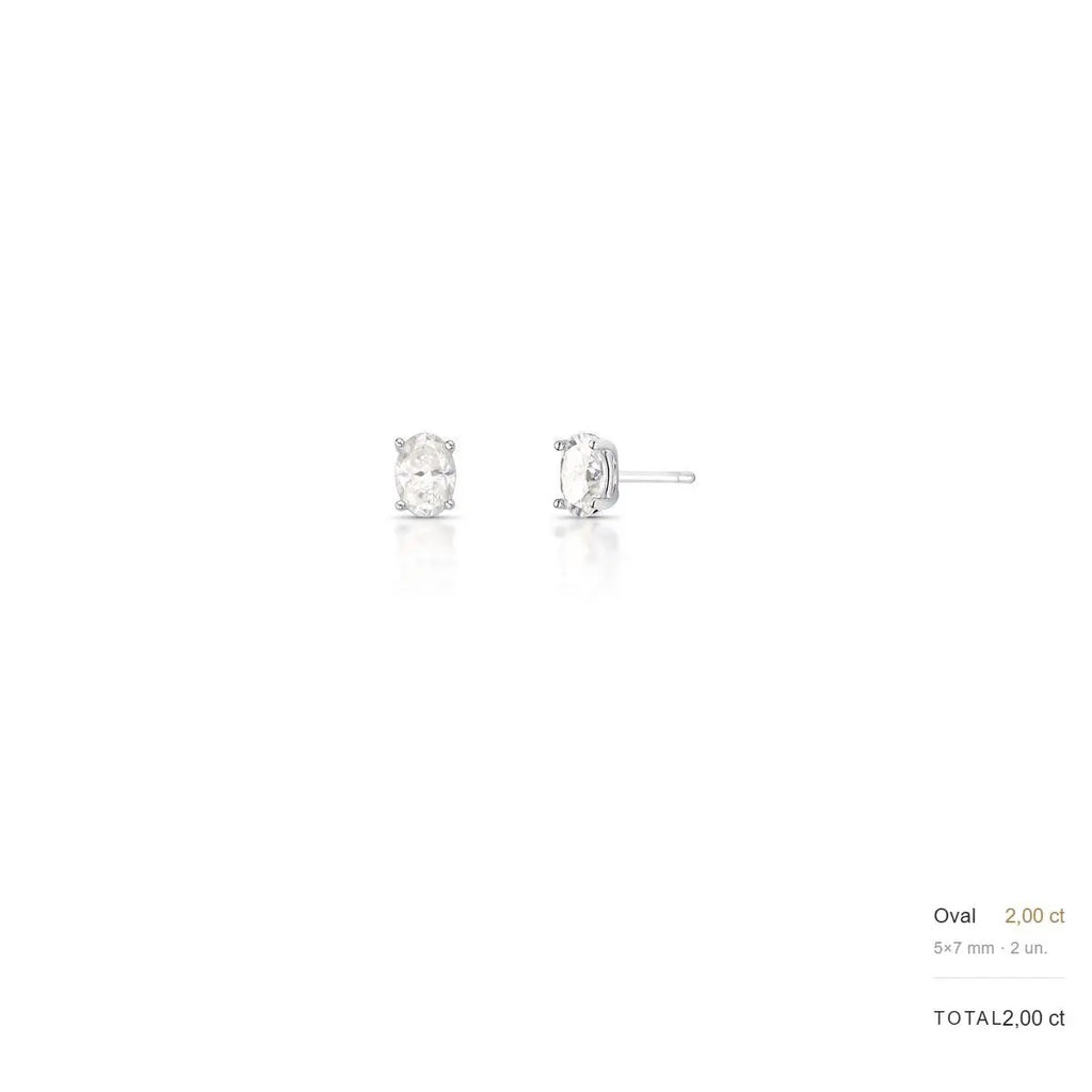 Brinco de Prata 925 com Pedra Oval Moissanite 5x7mm