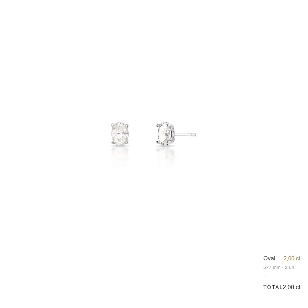 Brinco de Prata 925 com Pedra Oval Moissanite 5x7mm