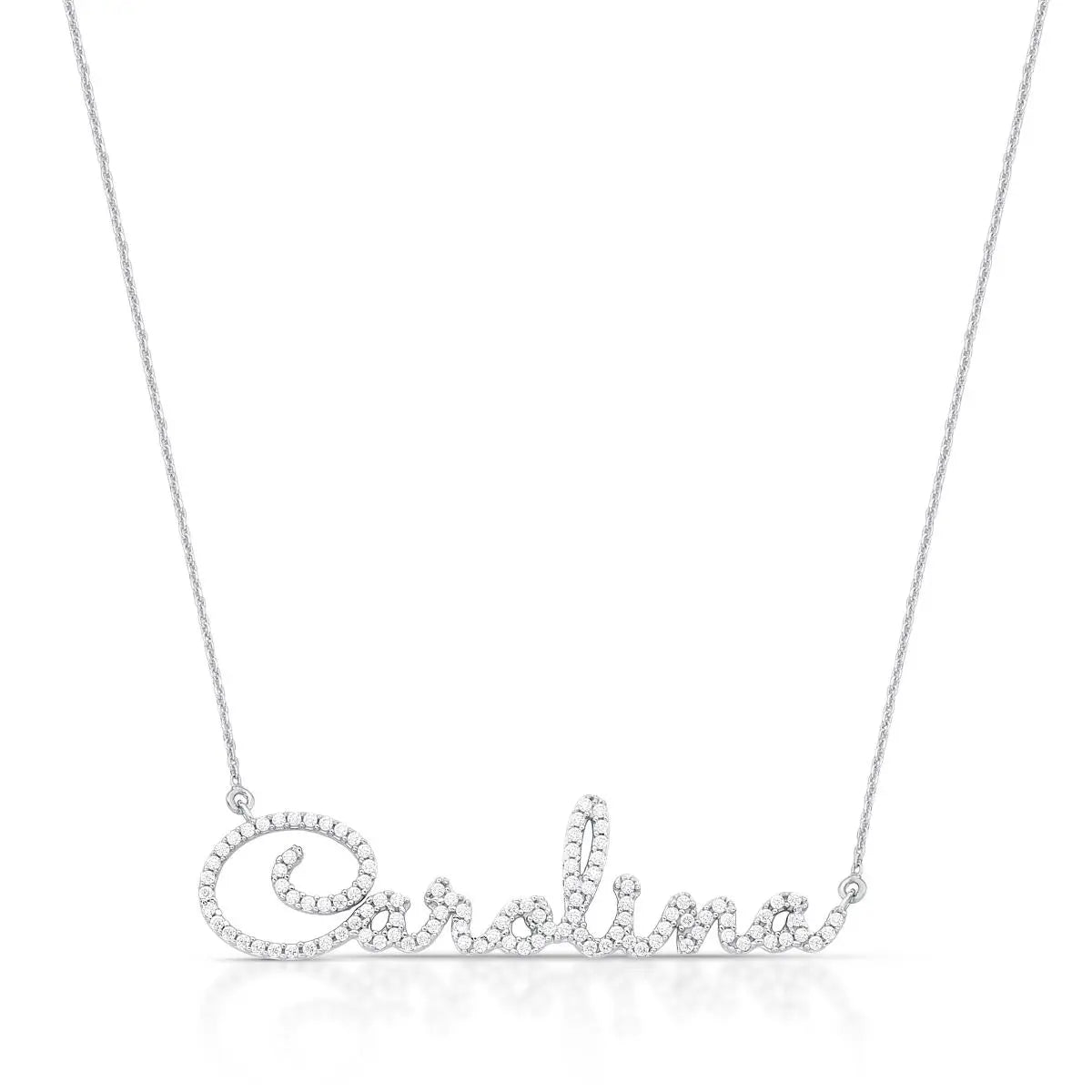 Gargantilha de Prata 925 e Moissanite Nome com Até 10 Letras