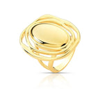 Anel Folheado a Ouro Liso Oval e Curvo