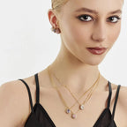 Conjunto Brinco e Colar com Cristal de Gota e Zircônias