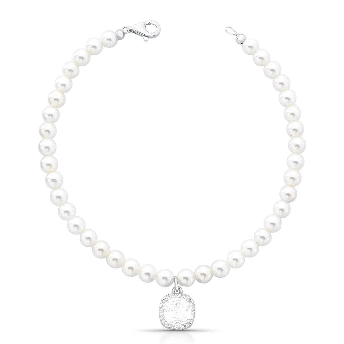 Pulseira de Prata 925 Pérola Shell com Pingente