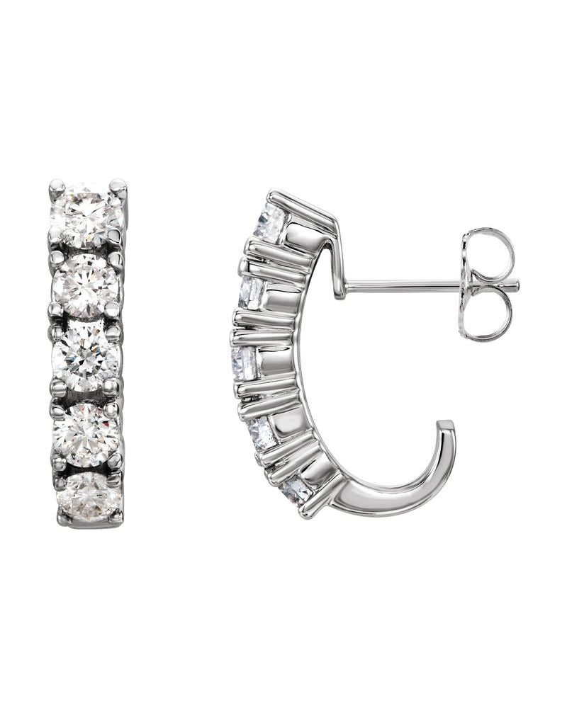 Brinco Meia Argola Cravejado em Ouro 14k com Diamantes de Laboratório