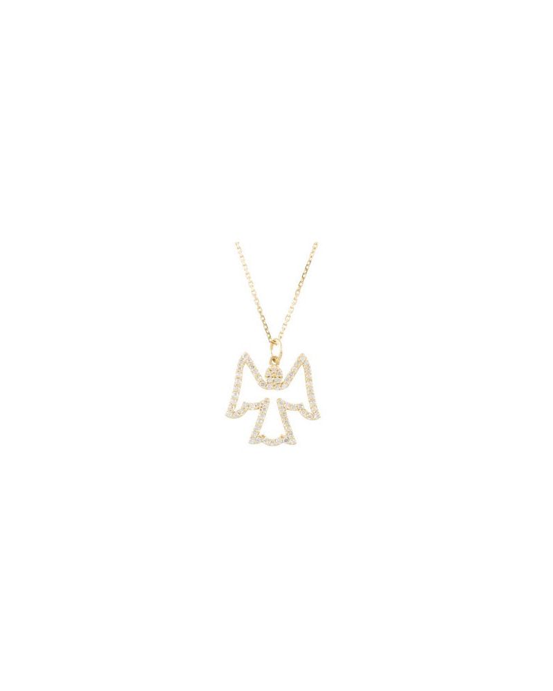 Colar Anjo em Ouro 14k com Diamantes Naturais
