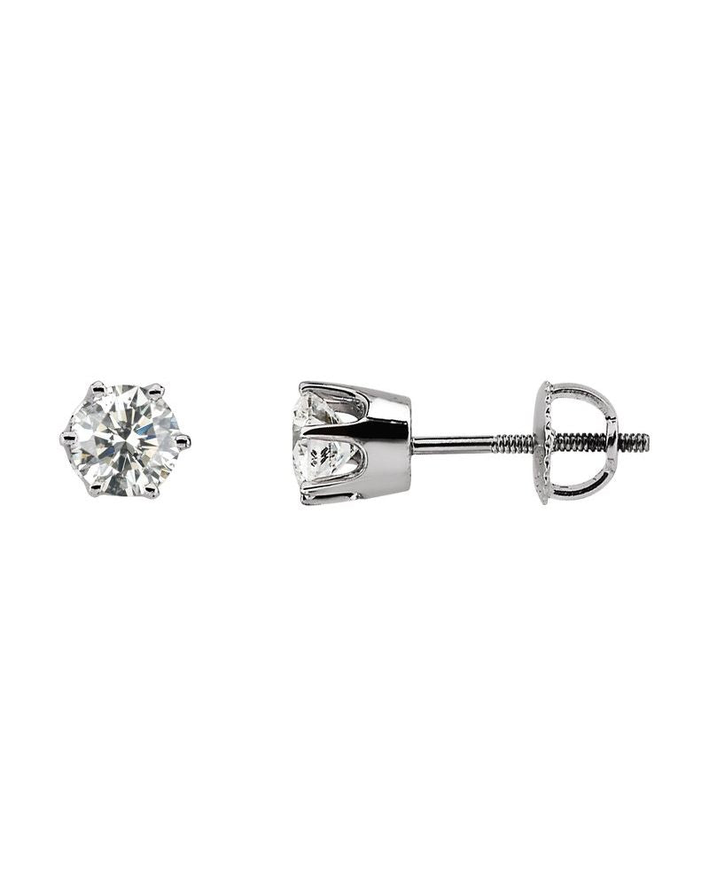 Brinco Ponto de Luz Redondo Seis Garras em Ouro 14k com Diamantes Naturais – Modelo 4