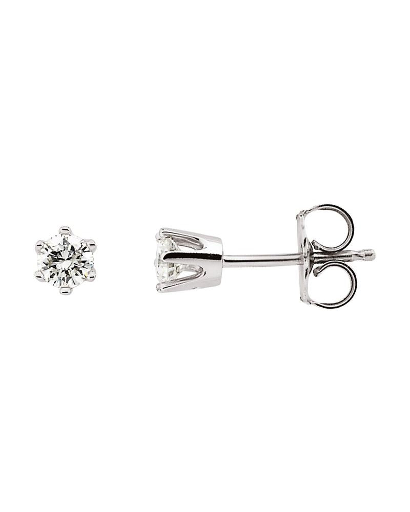 Brinco Ponto de Luz Redondo Seis Garras em Ouro 14k com Diamantes Naturais – Modelo 3