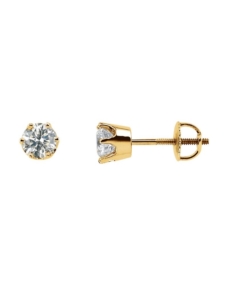 Brinco Ponto de Luz Redondo Seis Garras em Ouro 14k com Diamantes Naturais – Modelo 4