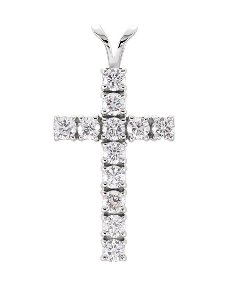 Pingente Cruz Cravejado em Ouro 14k com Diamantes de Laboratório