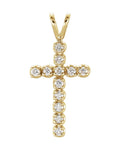 Pingente Cruz Cravejado em Ouro 14k com Diamantes de Laboratório – Modelo 2