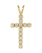 Pingente Cruz Cravejado em Ouro 14k com Diamantes de Laboratório – Modelo 2
