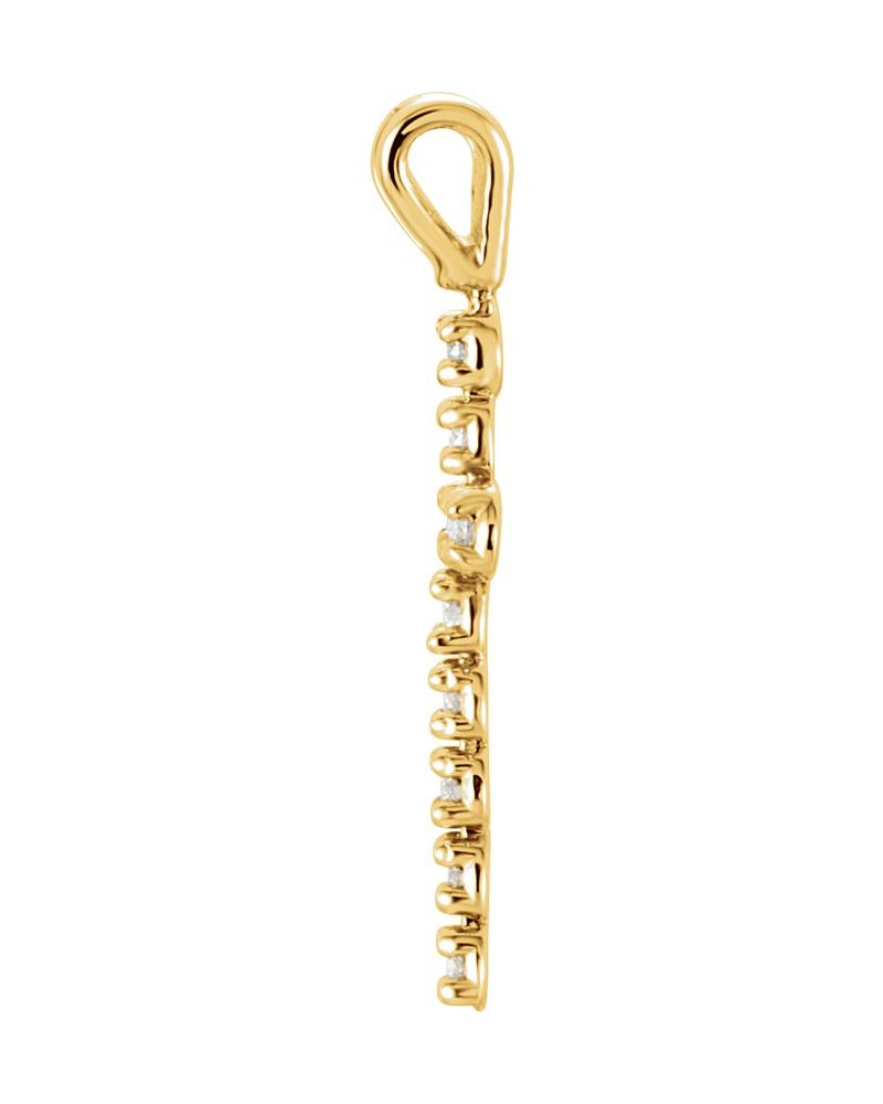 Pingente Cruz Cravejado em Ouro 14k com Diamantes de Laboratório – Modelo 2