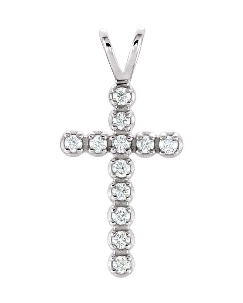 Pingente Cruz Cravejado em Ouro 14k com Diamantes de Laboratório – Modelo 2