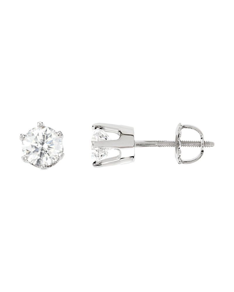 Brinco Ponto de Luz Redondo Seis Garras em Ouro 14k com Diamantes Naturais – Modelo 2
