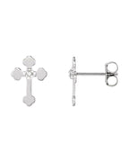 Brinco Cruz em Ouro 14k com Diamantes Naturais – Modelo 6