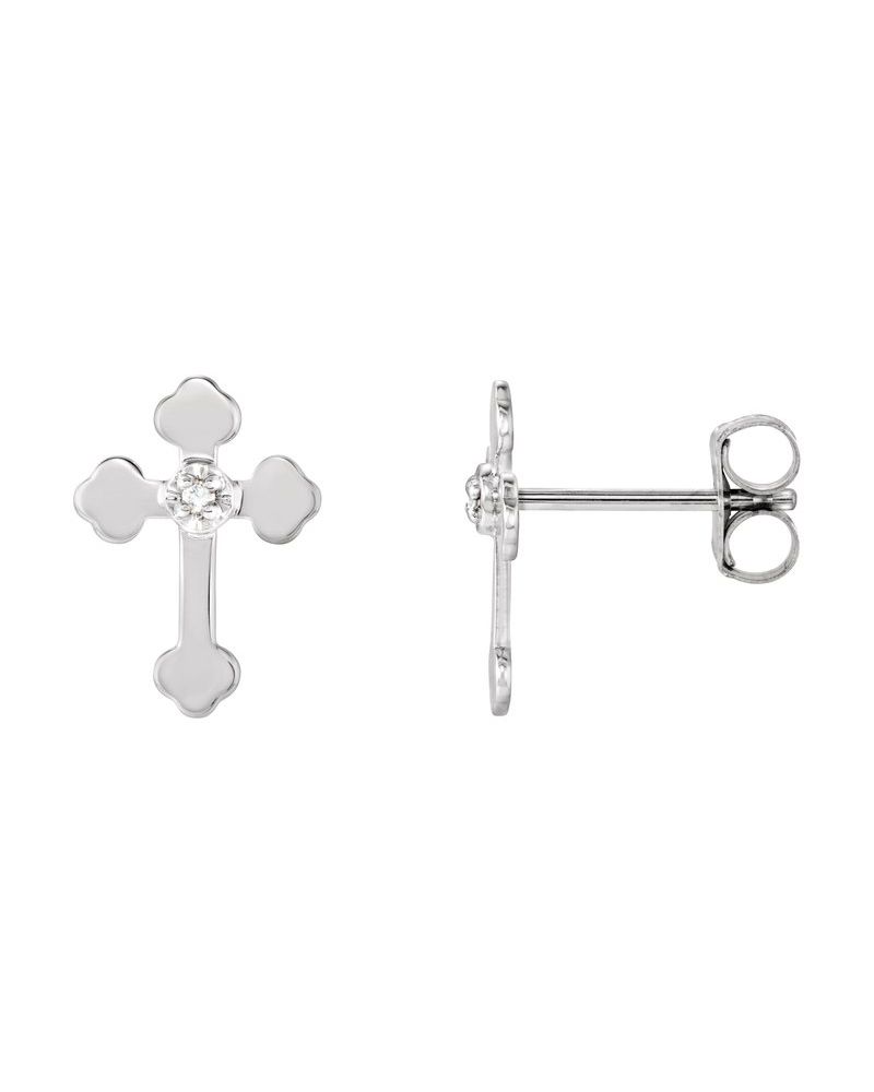 Brinco Cruz em Ouro 14k com Diamantes Naturais – Modelo 6