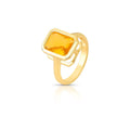 Anel Folheado a Ouro com Cristal Retangular