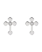 Brinco Cruz em Ouro 14k com Diamantes Naturais – Modelo 6
