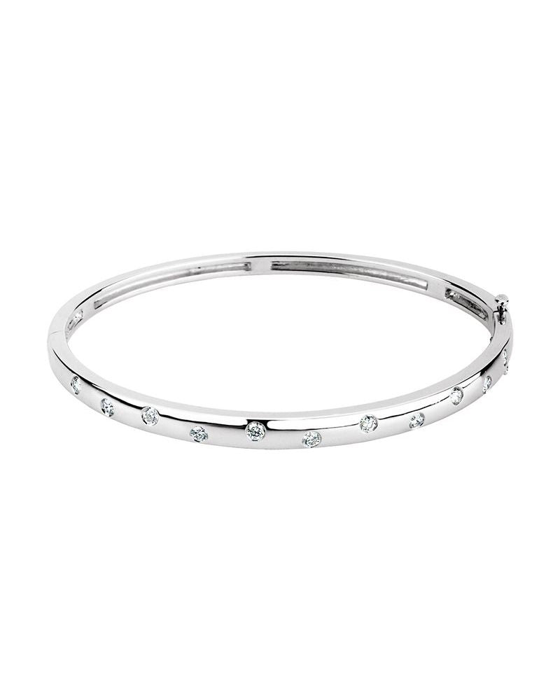 Bracelete Rígido com Dobradiça Cravejado em Ouro 14k com Diamantes de Laboratório – Modelo 2