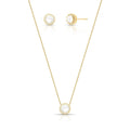 Conjunto Folheado a Ouro Brinco e Colar com Cristal Redondo e Zircônias