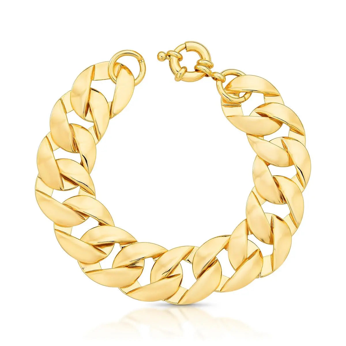 Pulseira Folheada a Ouro com Elos Ovais Lisos e Fecho Boia