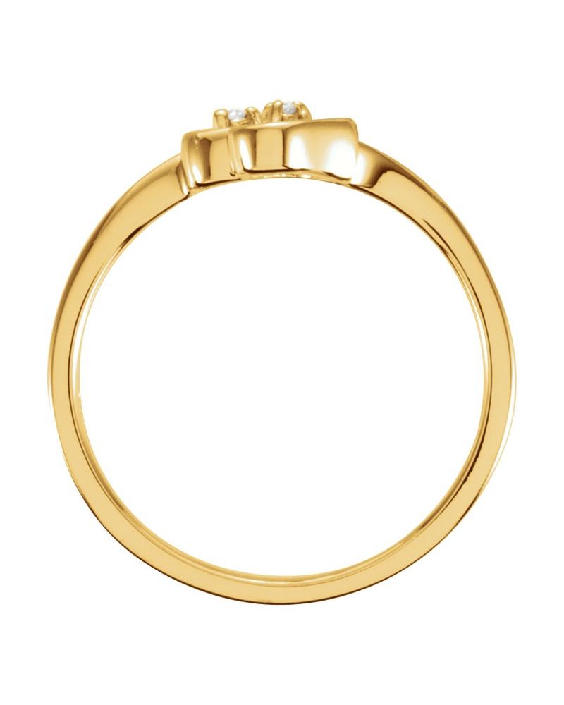 Anel Duplo Coração Cravejado em Ouro 14k com Diamantes Naturais