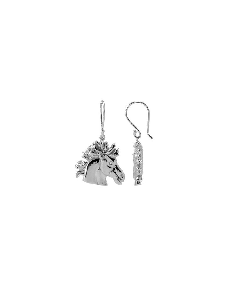 Brinco Cavalo Lipizzaner em Ouro 14k com Diamantes Naturais