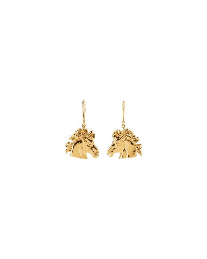Brinco Cavalo Lipizzaner em Ouro 14k com Diamantes Naturais