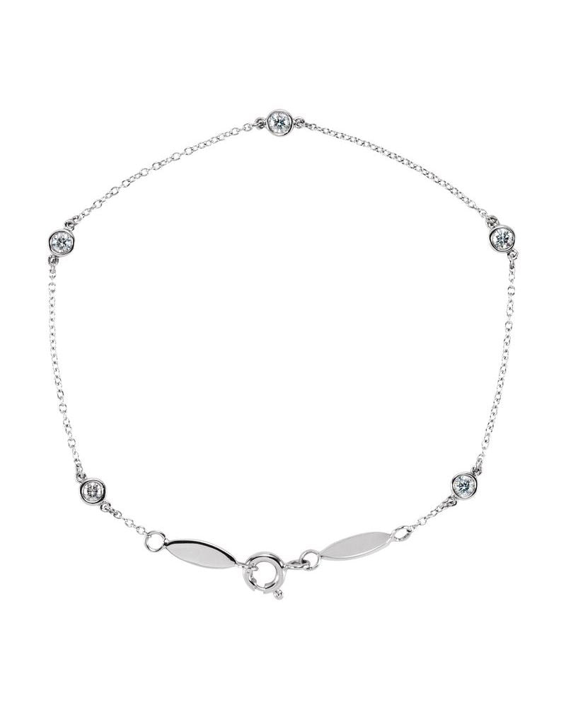 Pulseira Cinco Estações com Cravação Bezel em Ouro 14k com Diamantes Naturais