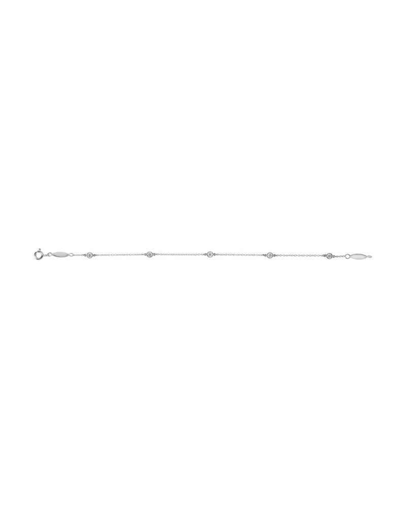 Pulseira Cinco Estações com Cravação Bezel em Ouro 14k com Diamantes Naturais
