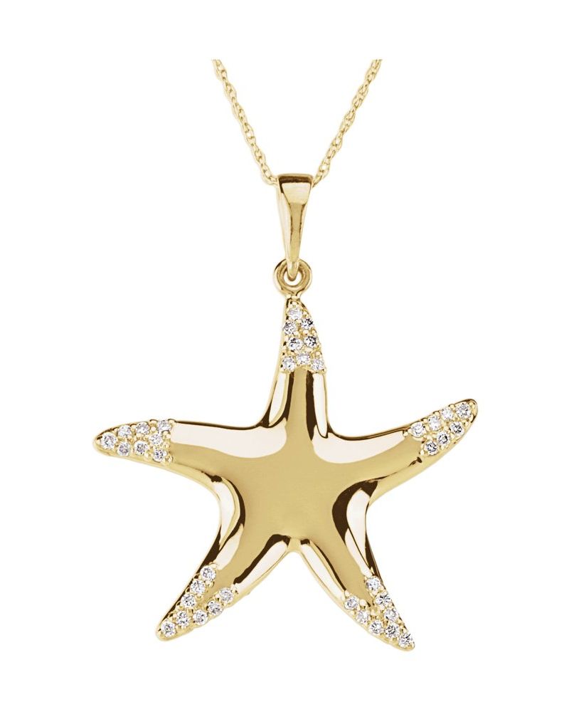 Colar Estrela-do-mar Cravejado em Ouro 14k com Diamantes Naturais