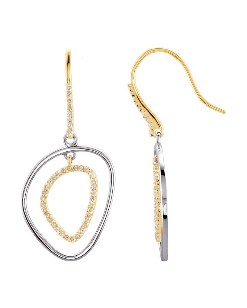 Brinco Silhueta Vazada Pendente em Ouro 14k com Diamantes Naturais – Modelo 3