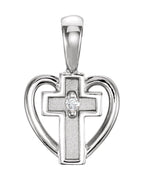 Pingente Coração e Cruz em Ouro 14k com Diamantes Naturais – Modelo 2
