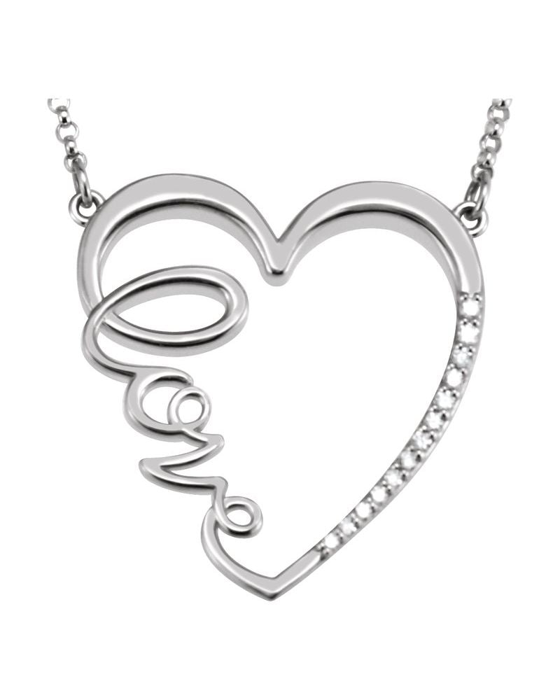 Colar Coração Amor em Ouro 14k com Diamantes Naturais