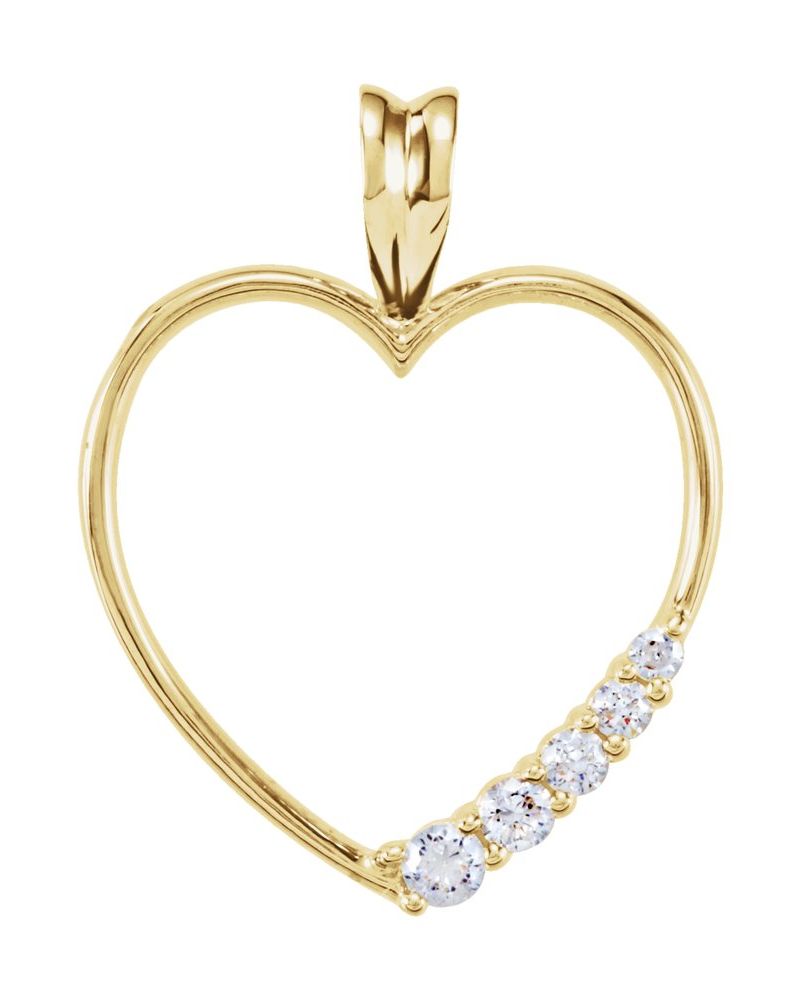 Pingente Trajetória Coração em Ouro 14k com Diamantes Naturais – Modelo 3