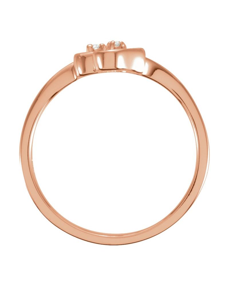 Anel Duplo Coração Cravejado em Ouro 14k com Diamantes Naturais