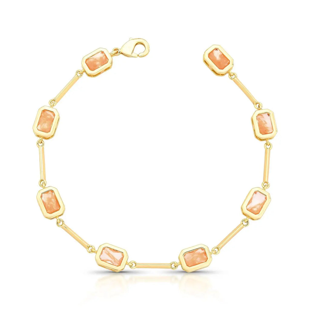 Pulseira Folheada a Ouro com Pedras Retangulares Intercaladas