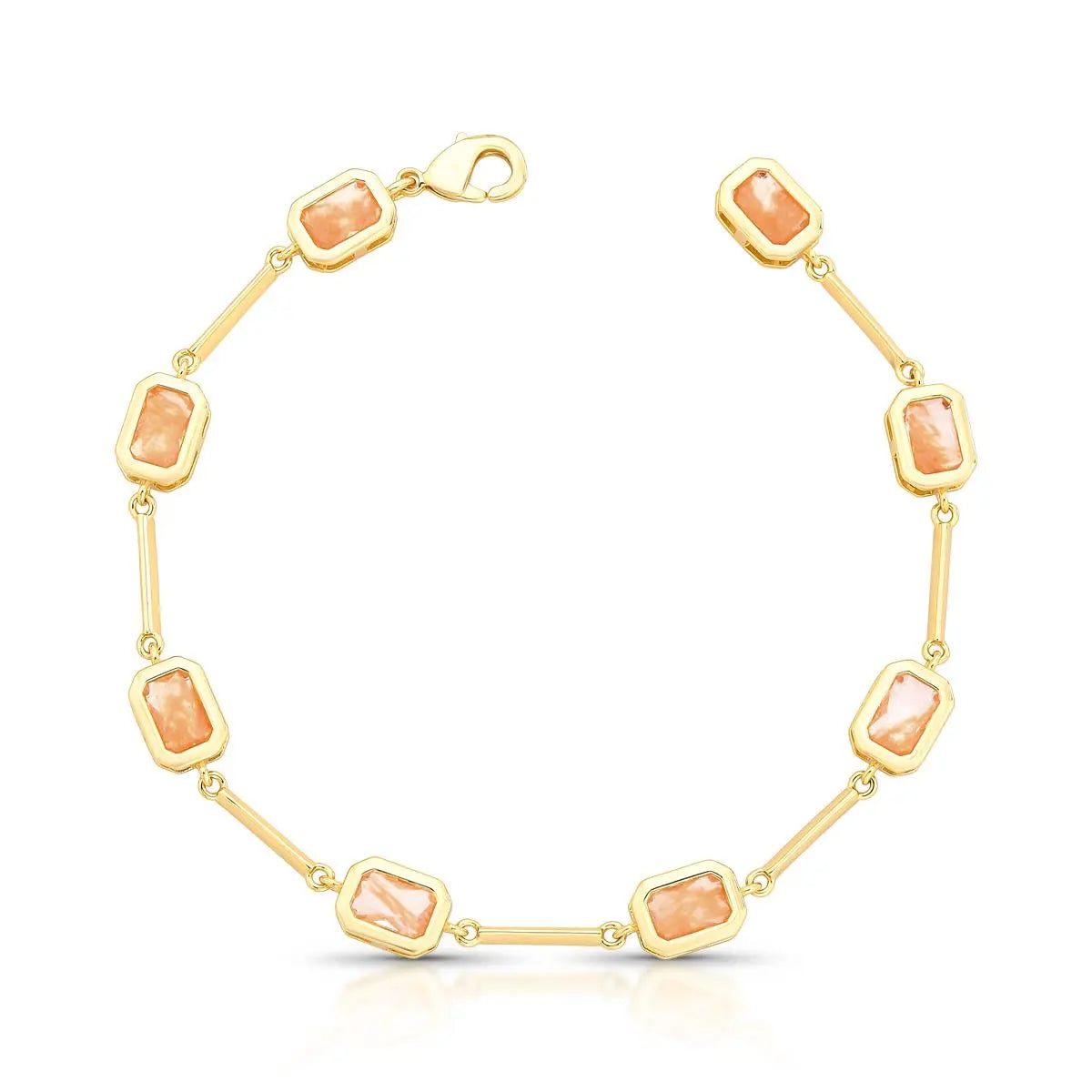 Pulseira Folheada a Ouro com Pedras Retangulares Intercaladas