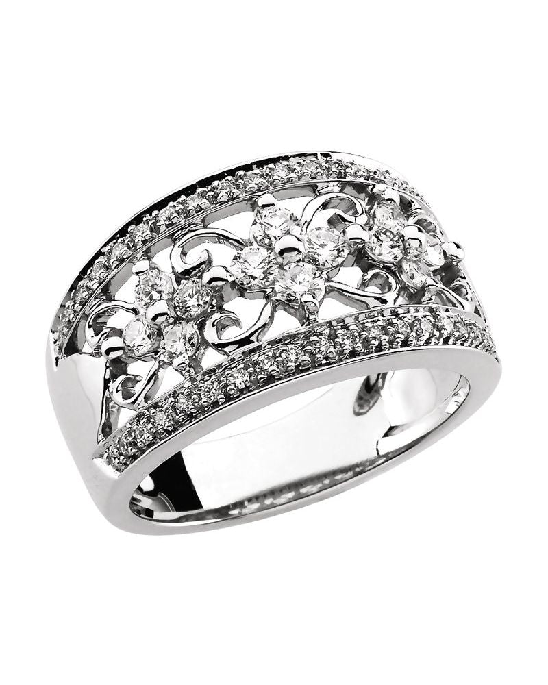 Anel Filigrana Cravejado em Ouro 14k com Diamantes Naturais