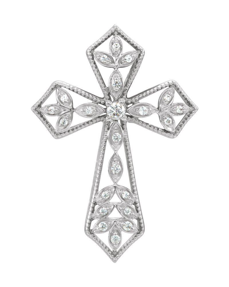 Pingente Cruz Cravejado em Ouro 14k com Diamantes Naturais – Modelo 21