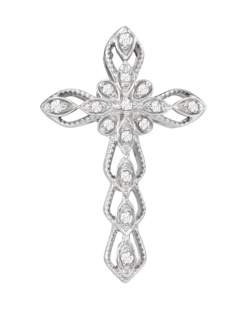Pingente Cruz Cravejado em Ouro 14k com Diamantes Naturais – Modelo 22