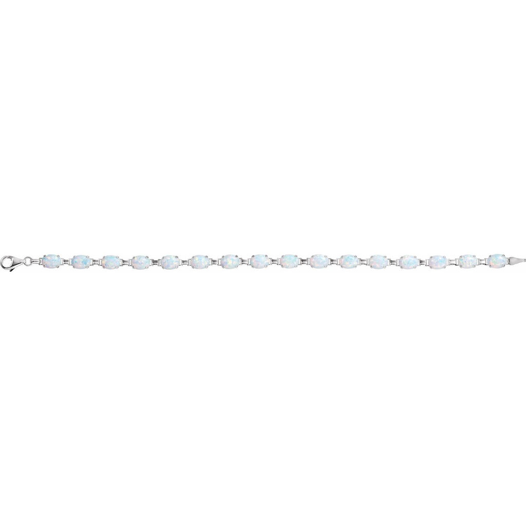 Pulseira riviera opala branca – Ouro Branco 14k