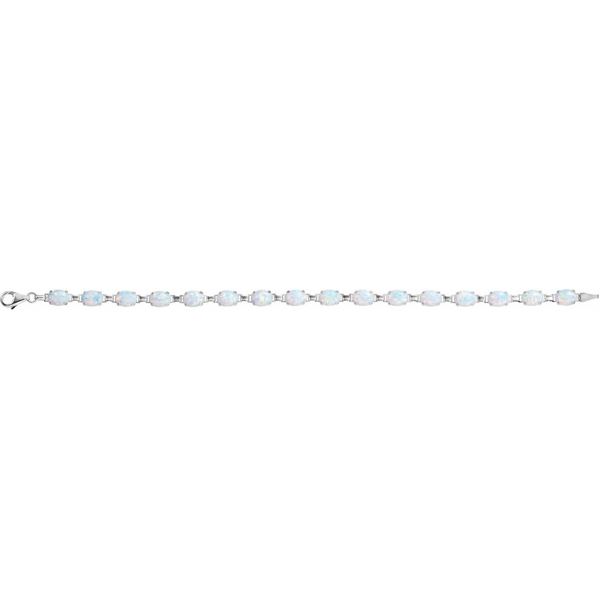 Pulseira riviera opala branca – Ouro Branco 14k